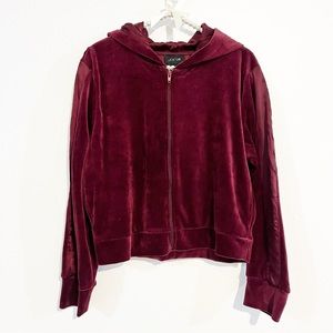 Joe’s Jeans Nikki Zinfandel Zip Up Velour Crop Hoodie NWT